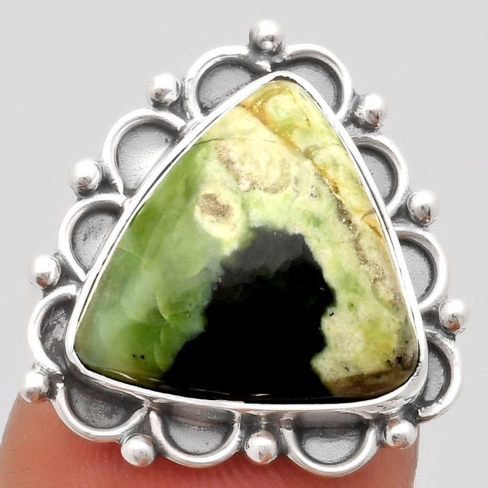 Natural Chrome Chalcedony Ring size-7 SDR164023 R-1092, 15x16 mm