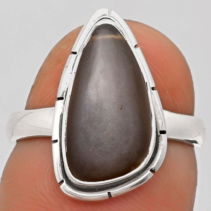 Natural Gray Moonstone Ring size-7 SDR164119 R-1011, 8x15 mm