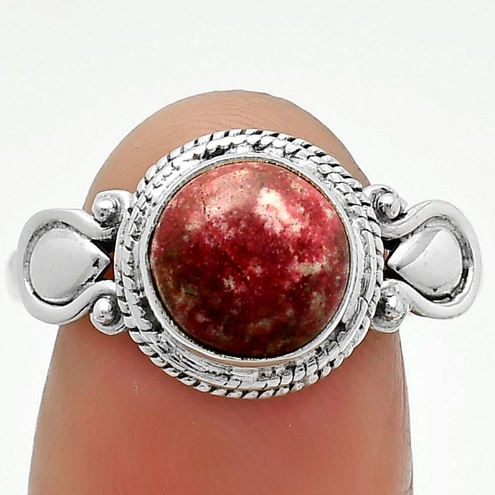 Natural Pink Thulite - Norway Ring size-9 SDR164415 R-1345, 8x8 mm