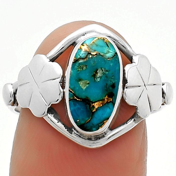 Copper Blue Turquoise - Arizona Ring size-8.5 SDR164469 R-1497, 6x12 mm