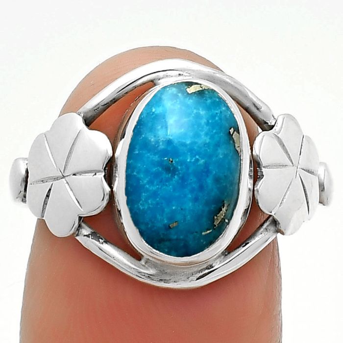 Kingman Turquoise With Pyrite 925 Sterling Silver Ring s.8.5 Jewelry R-1497, 8x11 mm