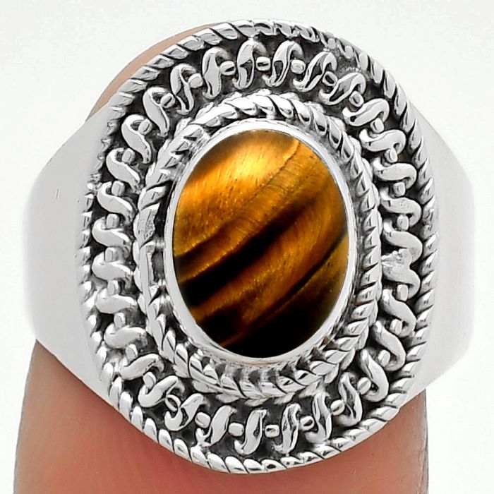 Natural Tiger Eye - Africa Ring size-7.5 SDR164532 R-1279, 7x9 mm