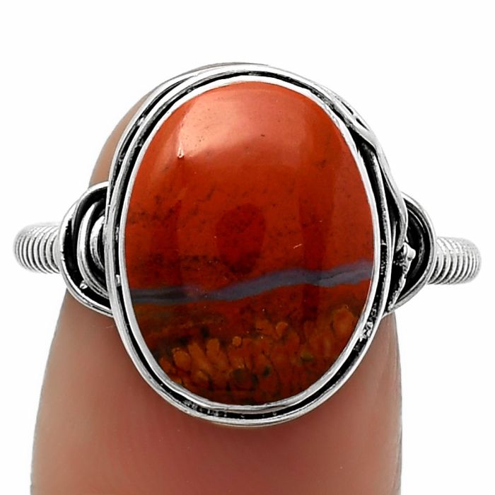 Natural Red Moss Agate Ring size-7 SDR164744 R-1415, 11x14 mm