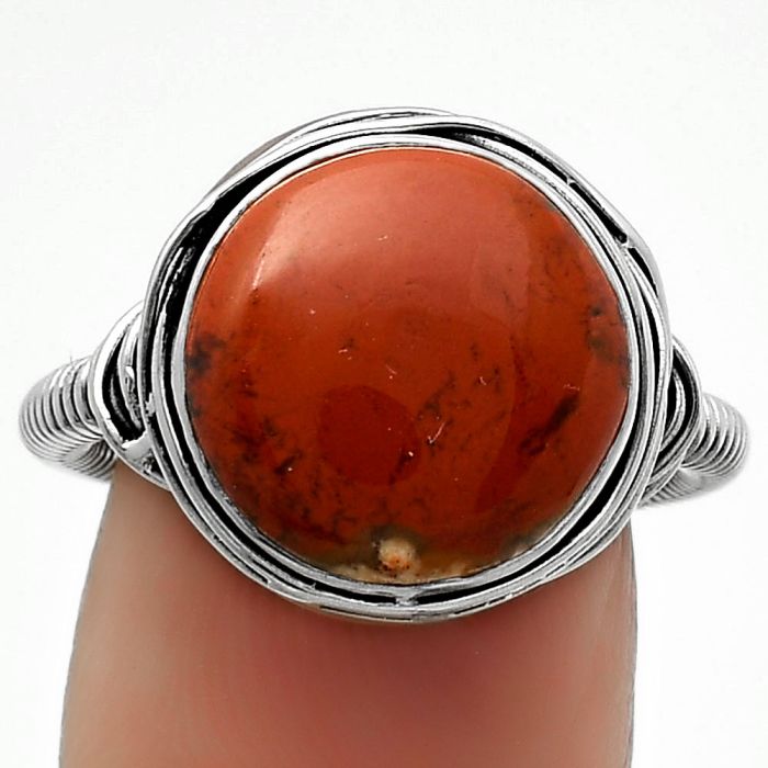 Natural Red Moss Agate Ring size-7 SDR164752 R-1415, 13x13 mm