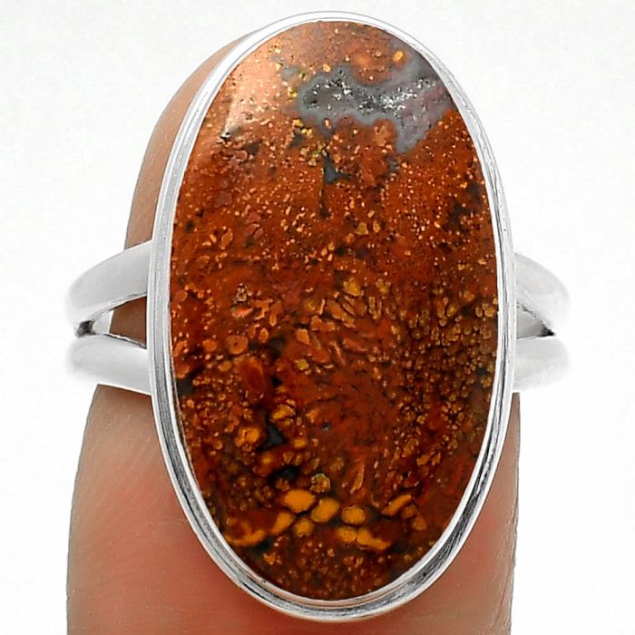 Natural Red Moss Agate Ring size-7 SDR165016 R-1156, 12x22 mm