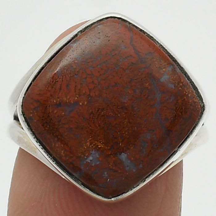 Natural Red Moss Agate Ring size-8 SDR165046 R-1002, 15x15 mm