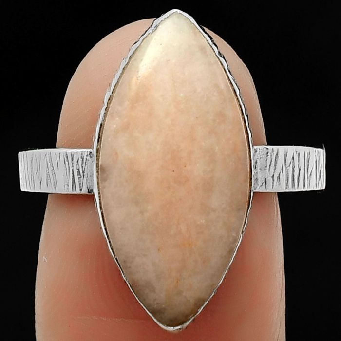 Natural Pink Scolecite Ring size-9 SDR165091 R-1191, 10x20 mm