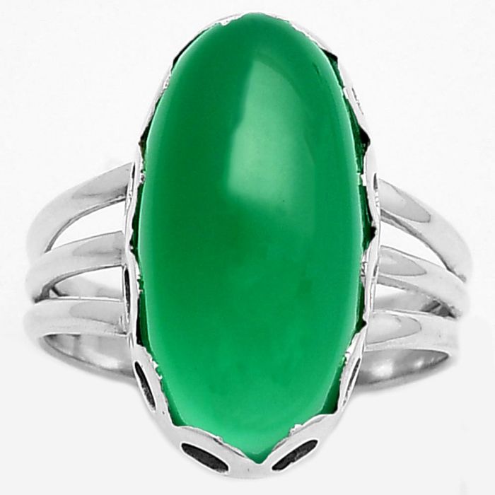 Natural Green Onyx Ring size-8 SDR165101 R-1428, 10x20 mm