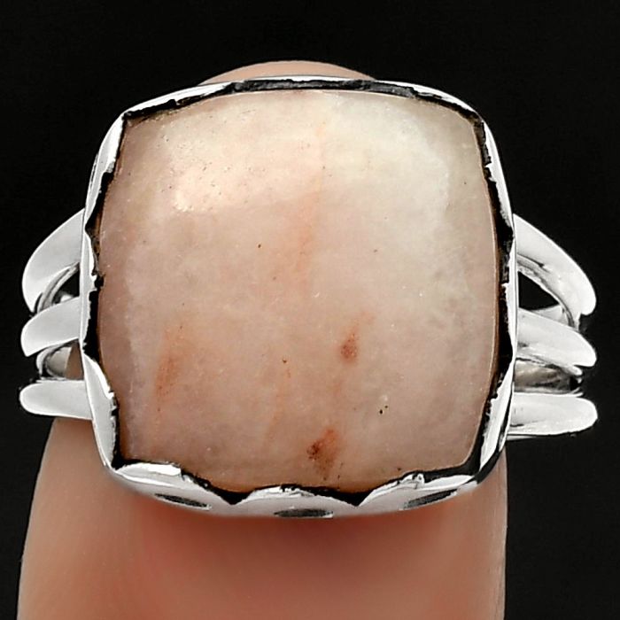 Natural Pink Scolecite Ring size-8 SDR165117 R-1428, 14x14 mm