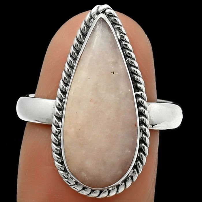 Natural Pink Scolecite Ring size-8.5 SDR165139 R-1009, 8x20 mm
