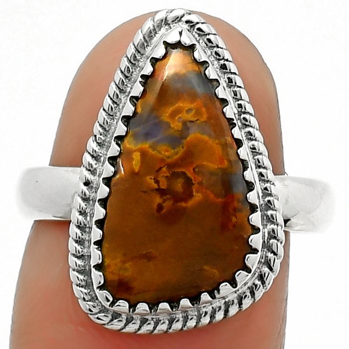 Natural Red Moss Agate Ring size-7.5 SDR165144 R-1474, 9x17 mm