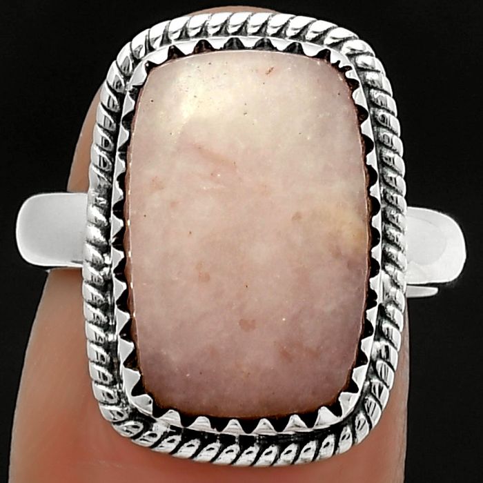 Natural Pink Scolecite Ring size-7 SDR165164 R-1474, 11x16 mm