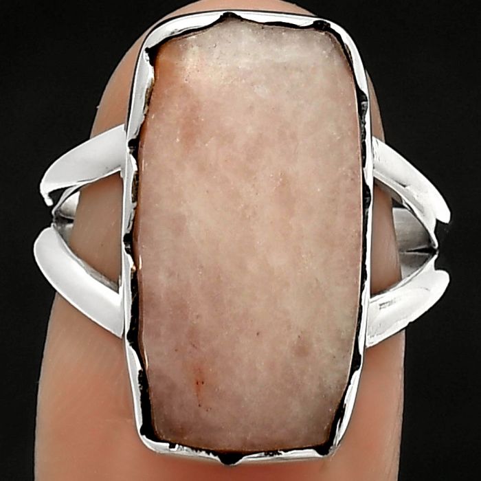 Natural Pink Scolecite Ring size-7.5 SDR165191 R-1338, 10x20 mm