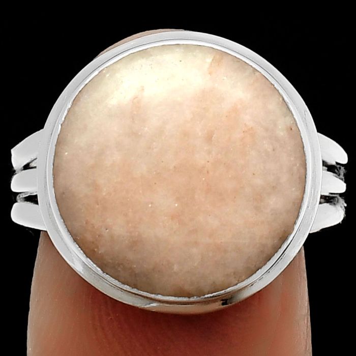 Natural Pink Scolecite Ring size-8 SDR165210 R-1008, 15x15 mm