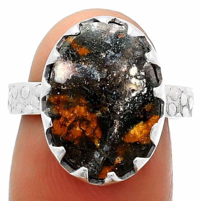 Natural Indian Blanket Jasper Ring size-7 SDR165228 R-1210, 12x16 mm