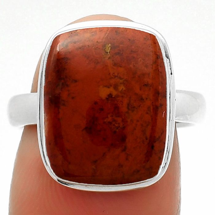 Natural Red Moss Agate Ring size-7.5 SDR165235 R-1156, 12x15 mm