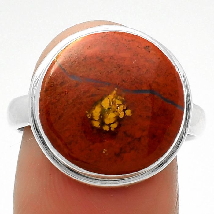 Natural Red Moss Agate Ring size-8 SDR165241 R-1156, 14x14 mm