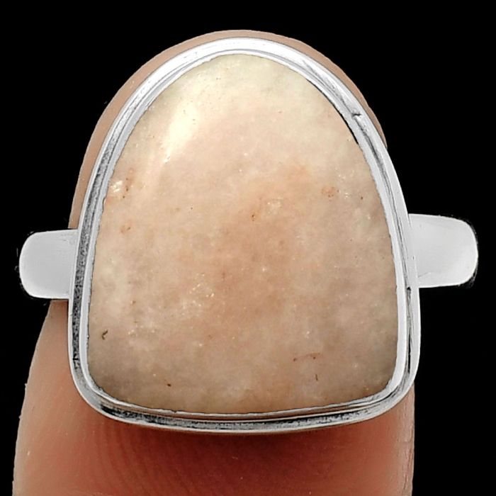 Natural Pink Scolecite Ring size-7.5 SDR165249 R-1156, 13x15 mm