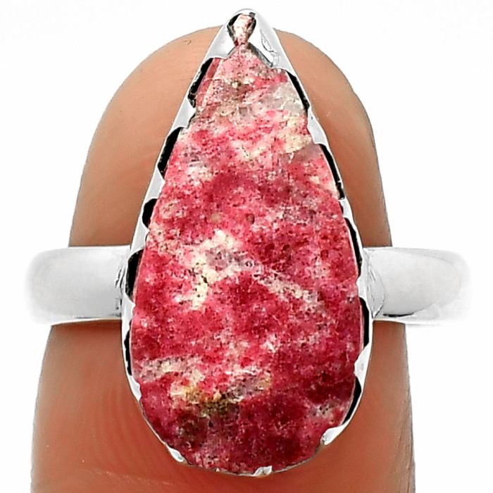 Natural Pink Thulite - Norway Ring size-7.5 SDR165250 R-1210, 10x20 mm