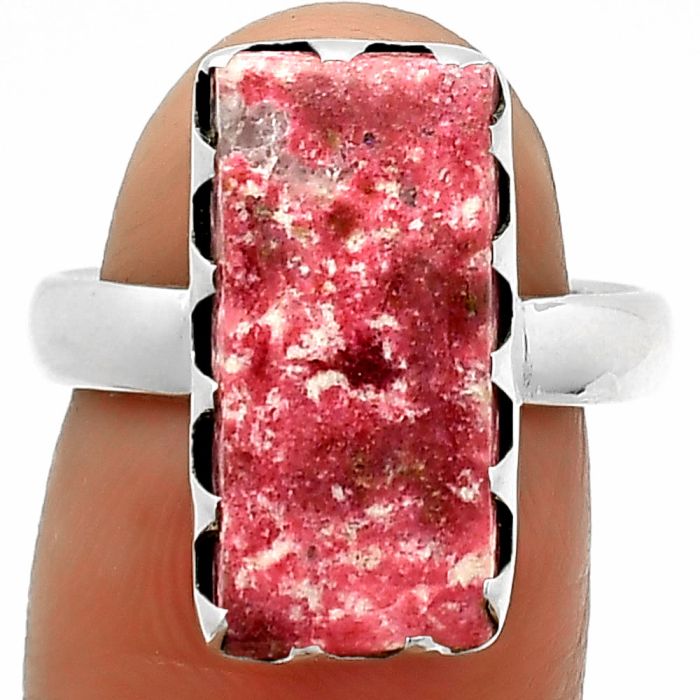 Natural Pink Thulite - Norway Ring size-7.5 SDR165252 R-1210, 8x17 mm