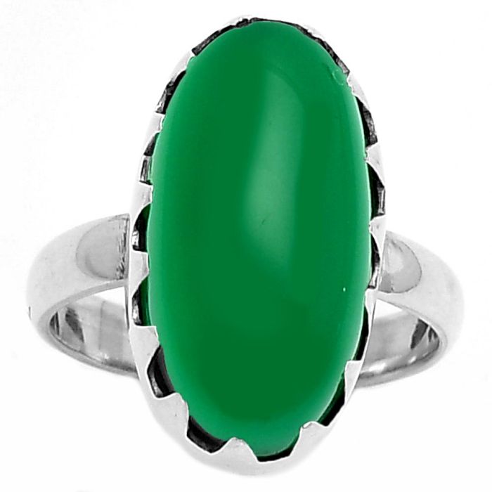 Natural Green Onyx Ring size-7.5 SDR165258 R-1210, 10x20 mm