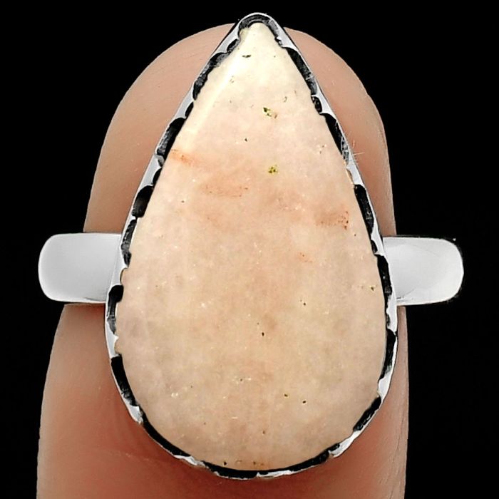 Natural Pink Scolecite Ring size-7 SDR165266 R-1210, 12x20 mm