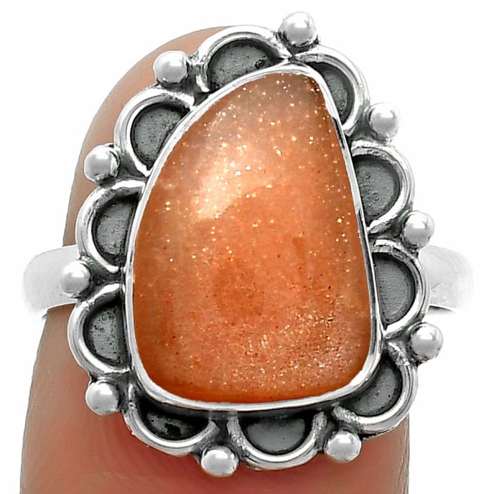 Natural Sunstone - Namibia Ring size-8.5 SDR165541 R-1092, 10x14 mm