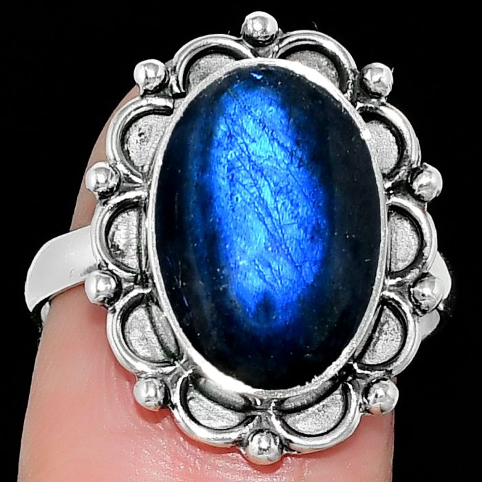 Blue Fire Labradorite - Madagascar Ring size-8.5 SDR165555 R-1092, 10x15 mm