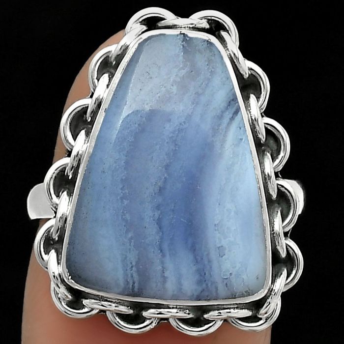 Blue Lace Agate - South Africa Ring size-7.5 SDR165677 R-1093, 13x18 mm