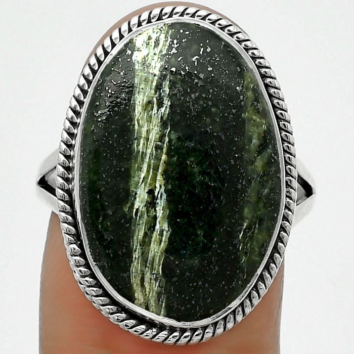 Natural Chrysotile Ring size-8.5 SDR165689 R-1010, 14x20 mm