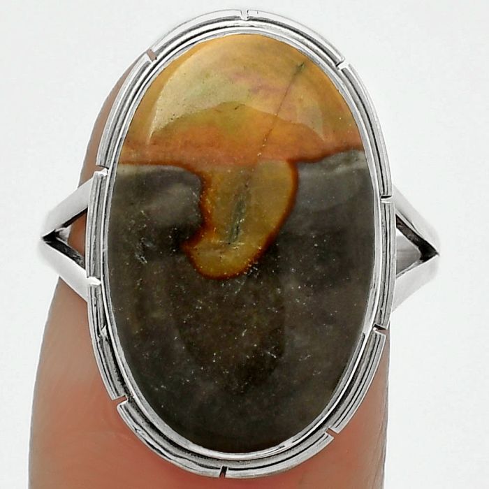 Natural Polygram Jasper Ring size-7.5 SDR165797 R-1012, 12x19 mm