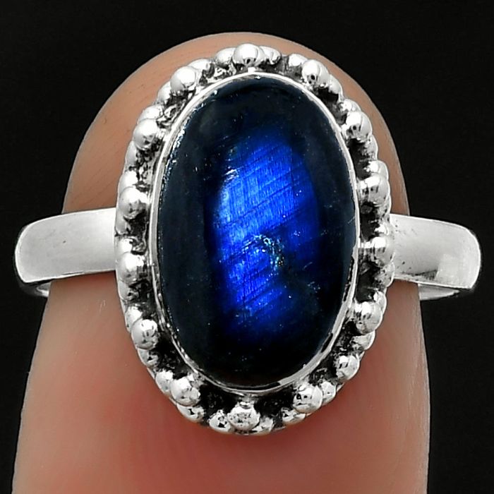 Blue Fire Labradorite - Madagascar Ring size-7.5 SDR166028 R-1096, 8x12 mm