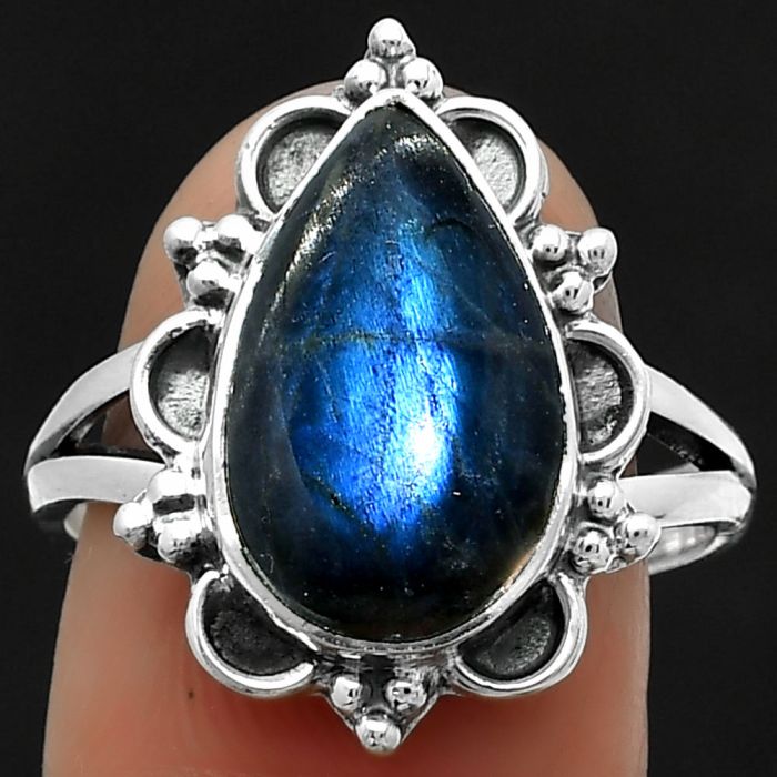 Blue Fire Labradorite - Madagascar Ring size-8.5 SDR166124 R-1092, 10x15 mm