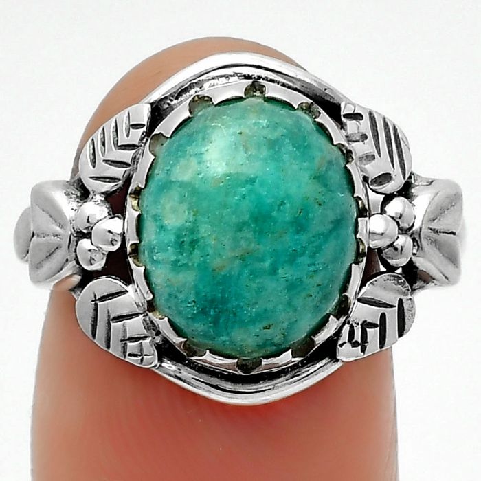 Southwest Design - Paraiba Amazonite Ring size-8.5 SDR166530 R-1352, 10x12 mm