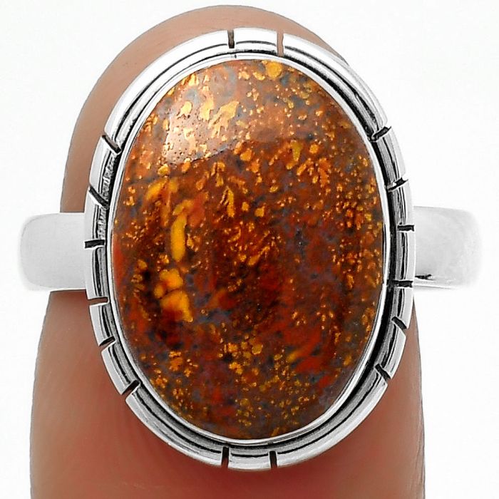 Natural Red Moss Agate Ring size-8 SDR166576 R-1011, 11x15 mm