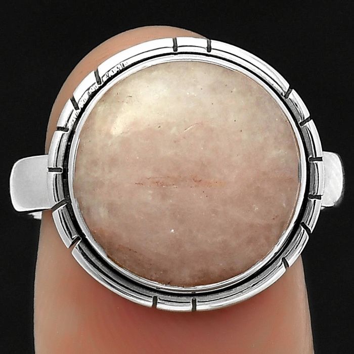 Natural Pink Scolecite Ring size-8.5 SDR166589 R-1011, 13x13 mm