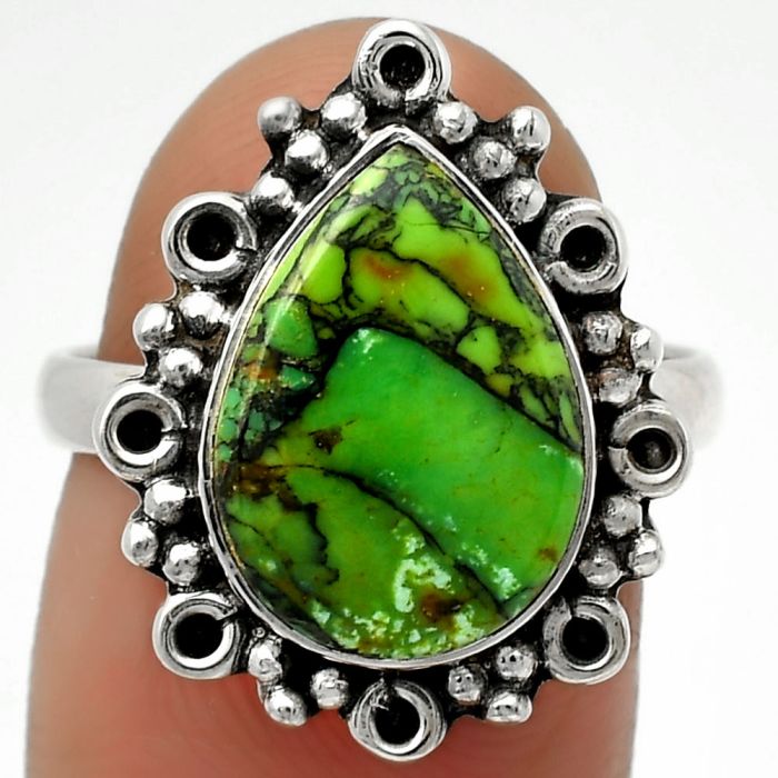 Natural Green Matrix Turquoise Ring size-7.5 SDR166595 R-1100, 10x14 mm