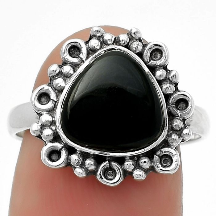 Natural Black Onyx - Brazil Ring size-8 SDR166627 R-1100, 10x10 mm