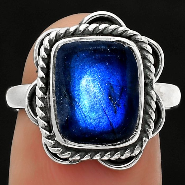 Blue Fire Labradorite - Madagascar Ring size-7.5 SDR166695 R-1101, 9x11 mm