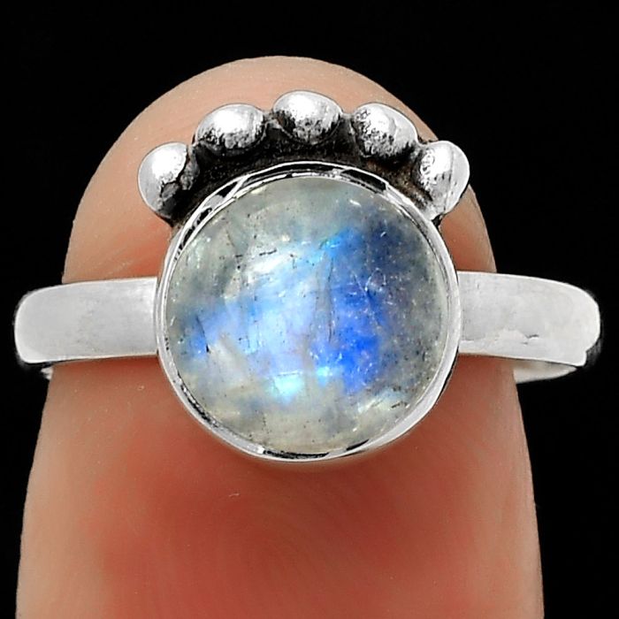 Natural Rainbow Moonstone - India Ring size-7 SDR166776 R-1222, 9x9 mm