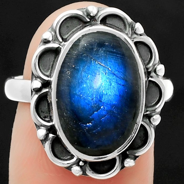 Blue Fire Labradorite - Madagascar Ring size-8 SDR166856 R-1092, 10x15 mm