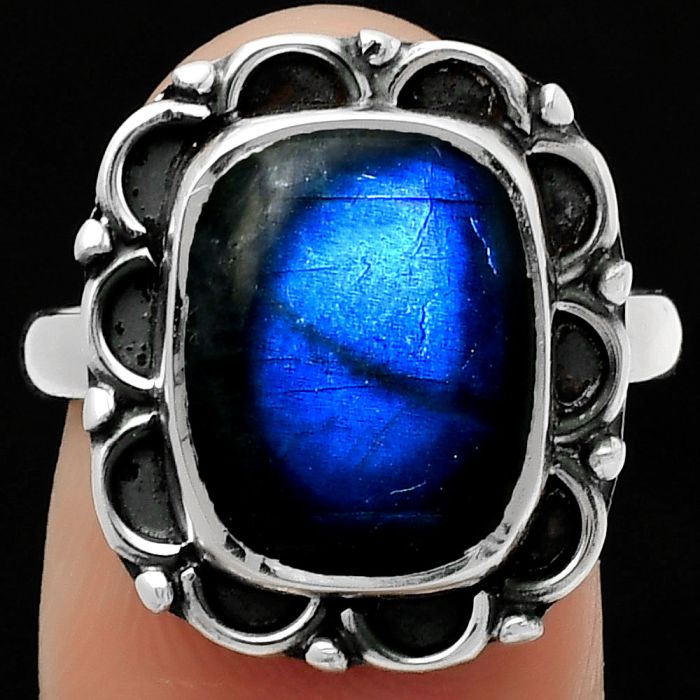 Blue Fire Labradorite - Madagascar Ring size-8 SDR166860 R-1092, 10x13 mm