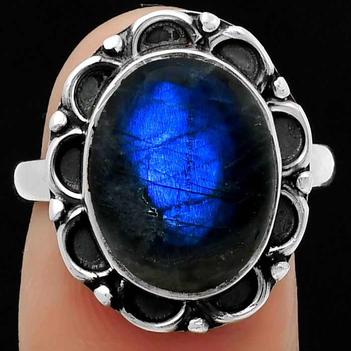 Blue Fire Labradorite - Madagascar Ring size-8 SDR166888 R-1092, 11x14 mm