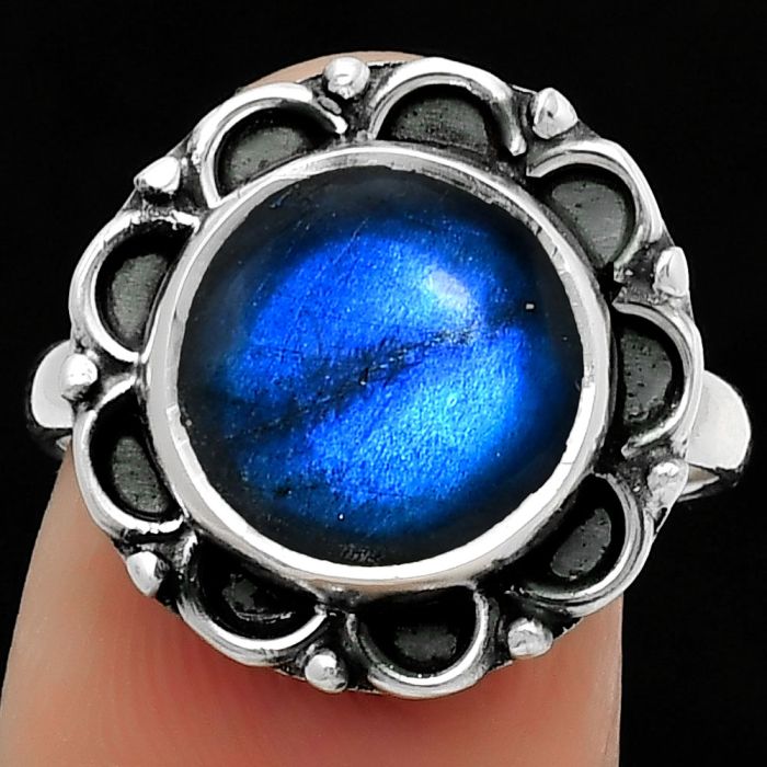 Blue Fire Labradorite - Madagascar Ring size-8 SDR166891 R-1092, 11x11 mm