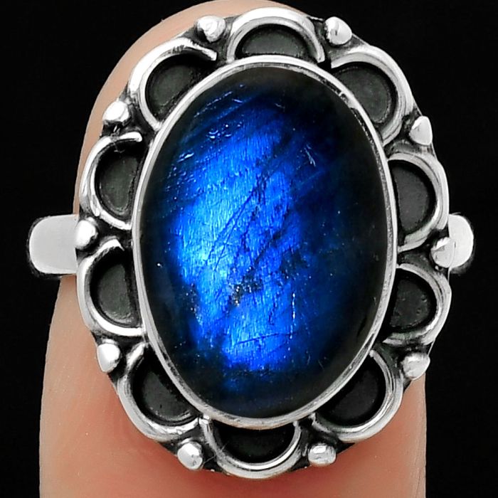 Blue Fire Labradorite - Madagascar Ring size-8 SDR166892 R-1092, 11x15 mm