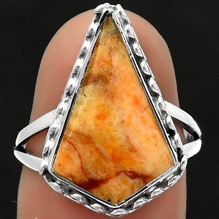 Natural Coral Jasper Ring size-7 SDR166921 R-1196, 12x19 mm