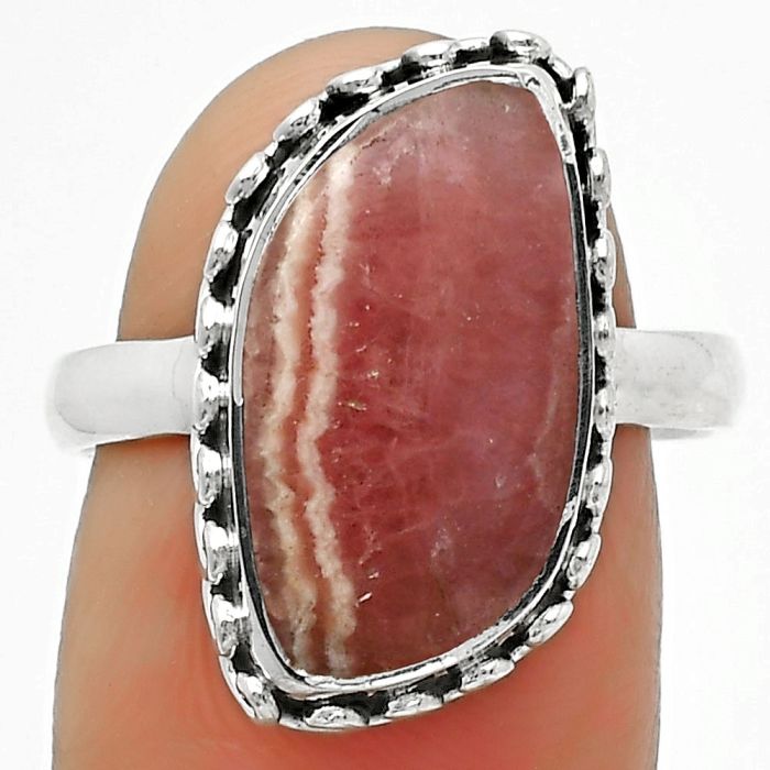 Natural Rhodochrosite Argentina Ring size-8 SDR166958 R-1196, 9x17 mm