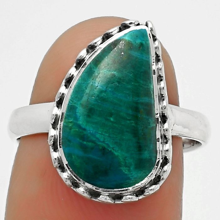 Natural Azurite Chrysocolla Ring size-8 SDR167003 R-1196, 9x15 mm