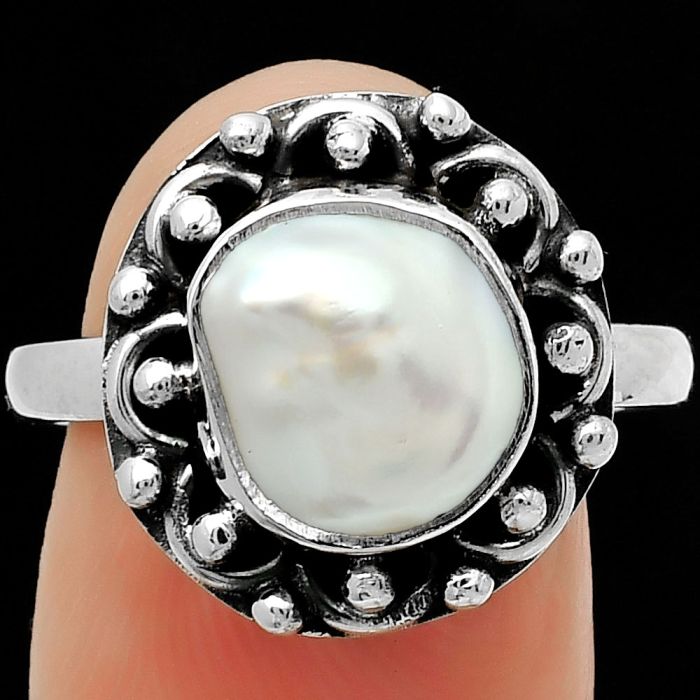 Natural Fresh Water Biwa Pearl Ring size-8.5 SDR167188 R-1197, 9x10 mm