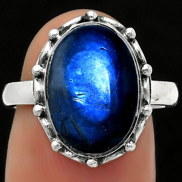 Blue Fire Labradorite - Madagascar Ring size-7.5 SDR167272 R-1198, 10x14 mm